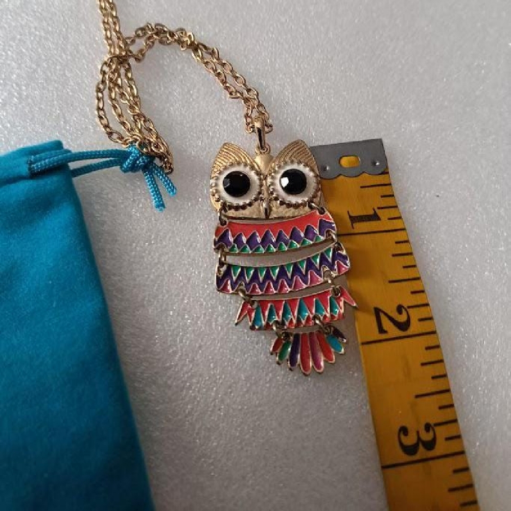 💲Last Price💲Vintage Colorful Owl Articulated Pendant Necklace Bird Jewelry - Picture 5 of 6